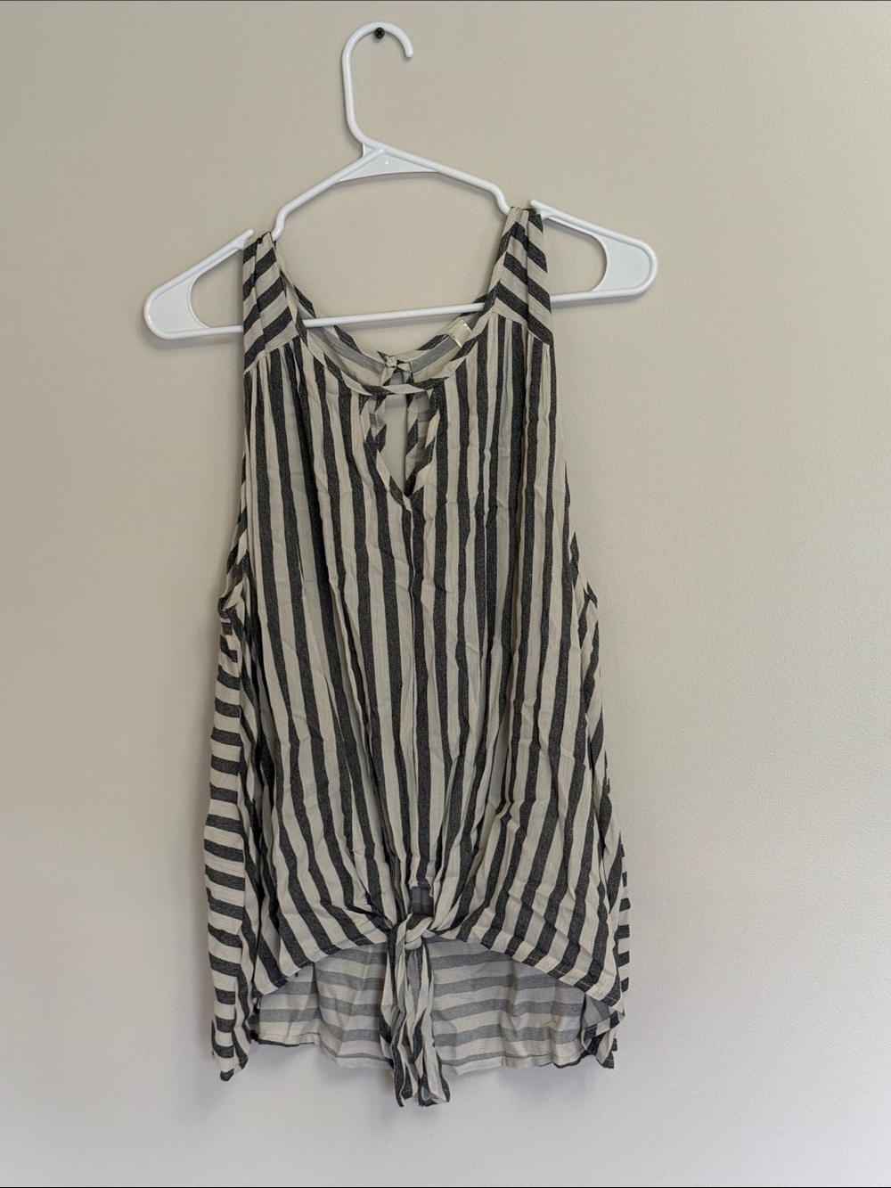 Peppermint Black and Cream Striped Tie-Front Camisole